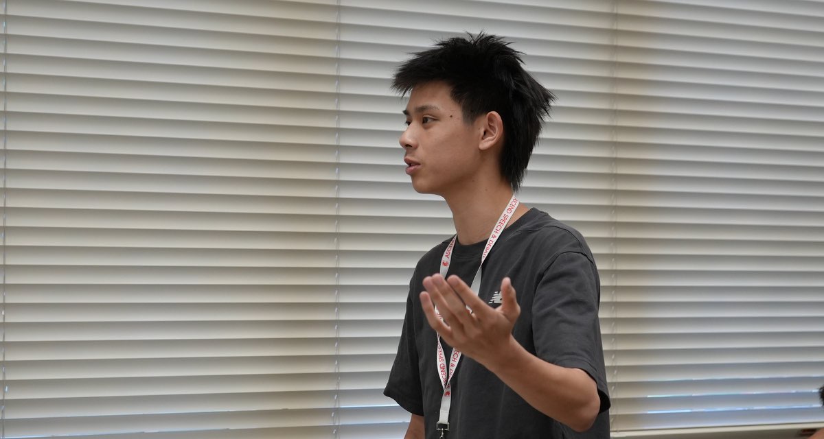 An Ascend student delivering a speech during a lab