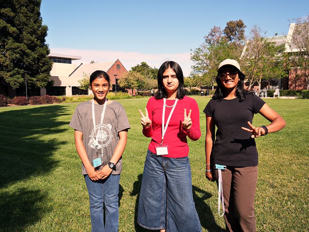 Three Ascend students on the lawn at University of the Pacific